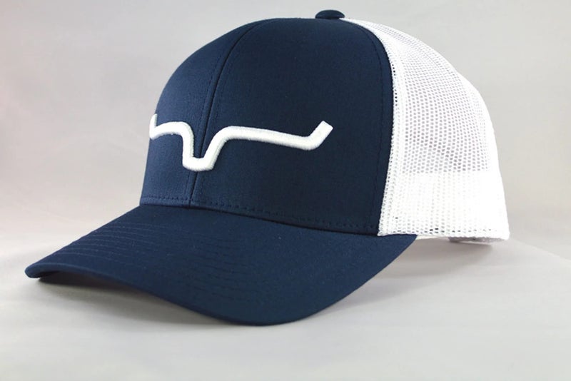 Kimes Ranch Caps Adjustable Snapback Weekly Trucker Hat/Navy-White - Image 2